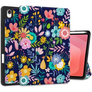 Case for Samsung Galaxy Tab S11 5G 11" 2025 Model (SM-X730/X736B), Slim Lightweight Trifold Stand Cover with S Pen Holder, Auto Sleep/Wake, Soft TPU Shockproof Back, Beautiful Flowers
