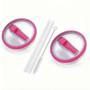 2-Pack Replacement Lids for Stanley 40oz Tumbler, Flip Straw Lids with 2 Straws & Brush, Leakproof Spill Proof Lid, Stanley Cup Accessories for 40 oz Quencher