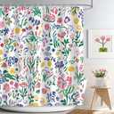 Floral Shower Curtain for Bathroom Decor, Modern Asthetic Bathroom Curtain Set, Waterproof Fabric Shower Curtain with Hooks, Artwork by Artist, Machine Washable, 72x72 in