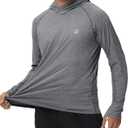 Roadbox Mens UPF 50+ Fishing Shirts, Long Sleeve UV Sun Hoodie, Hiking Running Swim Athletic Workout Shirt (Gray, M)
