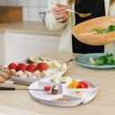 Artestia Fondue Plates Divided 5-Sections Round Ceramic Dinner Plates Set of 4, Chip & Dip Serving Trays Perfect for Serving Fondue Food, Sauces and Condiments