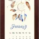 1 PCS Wall Calendar Frame, 2025 Classic Large Oak Wood Vertical 13 3/8" x 24" Calendar Holder Frame Hanger for Wall Decoration(Dark Red)