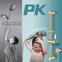 Hand Shower with Slide Bar, High Pressure 10 Setting Handheld Shower Head, Adjustable Height 24" Slide Bar, Wall Supply Elbow and 6.6ft Extra Long Shower Hose - Gold