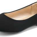 DREAM PAIRS Girls Dress Shoes Slip on Ballerina Flats for Wedding/Party (5 Big Kid, Black/Nubuck)
