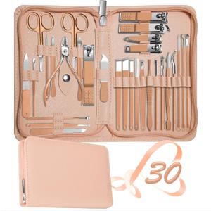 Manicure Set 30 in 1 Nail Clippers Set,Nail Manicure Kit for Women,RedFlow Toenail Clippers,Pedicure Kit,Pedicure Tools,Suitable for Travel Manicure Tools (Rose Gold)