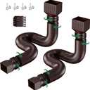 2 Pack Rain Gutter Downspout Extensions, Upgraded Flexible Drain Down Spout Extender for Rain Water Drainage, Each Extendable from 20" to 66", Combine to 10 ft with Connector(Brown)