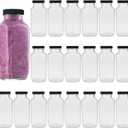 Encheng Beverages Drinking Bottles 12oz,Glass Water Bottle with Lids, Octagonal Vintage 350ml,Juice Bottles for Storage Tea, Kombucha, Milk Smoothies Jars 20Pack (Black)