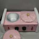 Portable Wax Warmer with Adjustable Temperature and 40 Wax Sticks - Painless Hair Removal for Women and Men (Pink-Double Pots)