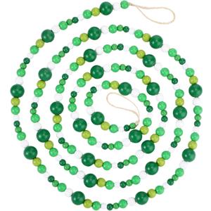 Boao 10 Feet St. Patrick's Day Wooden Beaded Garland Rustic Farmhouse Bead Wall Hanging Decor Natural Tree Garland Wall Hanging Prayer Beads for St. Patrick's Day (Green,White)