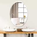 Frameless Oval Bathroom Mirror, 20x28 Inch Beveled Edge Vanity Wall Mirror for Over Sink, Modern Decorative Mirror for Bathroom, Bedroom, Entryway