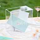 UNIQOOO Clear Acrylic Card Box w/Slot, Thick DIY Wedding Box Blank White Print, Large 10x10x5.5 in, for Reception Decoration Fundraiser Money Box Election Ballot Graduation Keepsake Party Favor