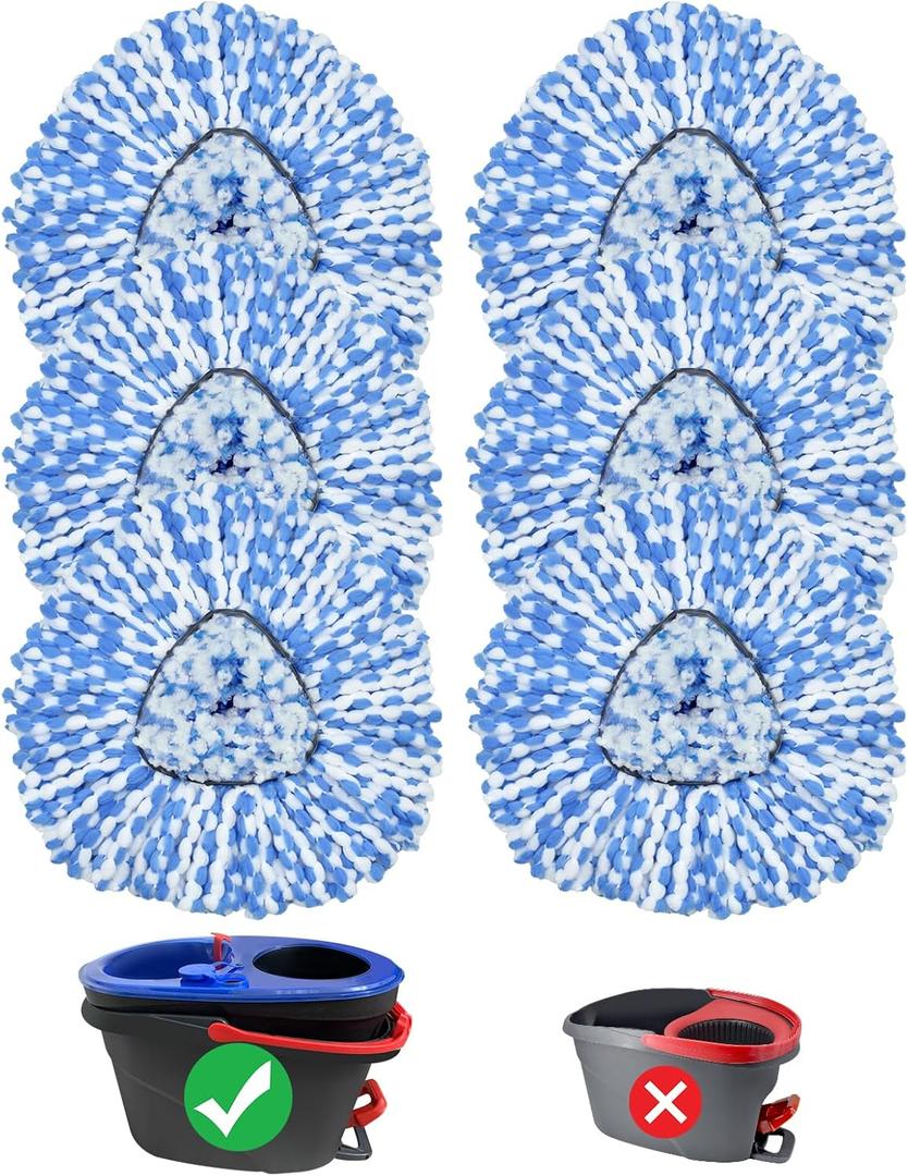 Mop Replace Head, 6 Pack Mop Heads Replacements for Oceda RinseClean 2-Tank System, Spin Mop Replacement Head, Microfiber Mop Refills, Machine Washable and Deep Cleaning (NOT for 1-Tank System) Mop Replace Head, 6 Pack Mop Heads Replacements for Oceda RinseClean 2-Tank System, Spin Mop Replacement Head, Microfiber Mop Refills, Machine Washable and Deep Cleaning (NOT for 1-Tank System)