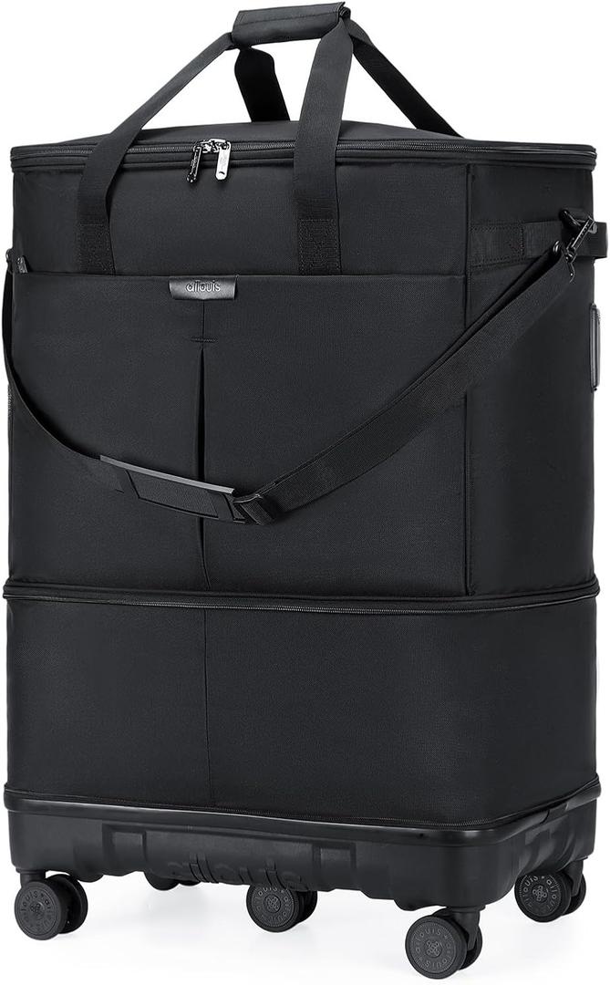 Large Capacity Rolling Duffle Bag with Detachable Wheels,Expandable Foldable Suitcase for Travel,Collapsible Luggage Duffel Overnight Weekend Bags without Telescoping Handle