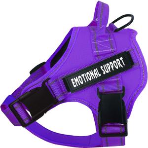 voopet Service Dog Harness, Emotional Support Pet Vest Harness, Reflective Breathable and Adjustable No-Pull ESA Dog Harness for Small Dogs with 4 PCS Removeable Tags(Pack of 1), Purple