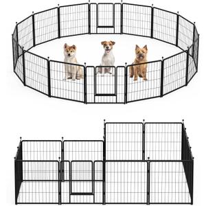 Dog Playpen 24 Inch 16 Panles, Suitable for Indoor and Outdoor Use, Perfect Dog Fence for Camping, Yard, RV, Black