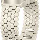 Minyee Compatible with Samsung Galaxy Watch 7 6 5 4 FE 40mm 44mm/Watch 6 Classic 43mm 47mm/Watch 5 Pro 45mm Bands for Women, 20mm Dressy Metal Gold Chain Honeycomb Luxury Chic Link Bracelet Strap