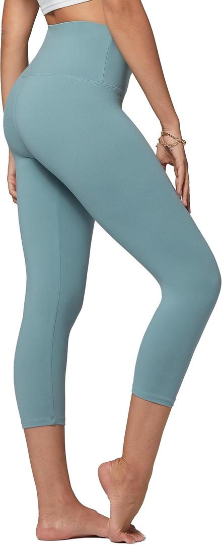 Conceited High Waisted Ultra Soft Leggings for Women - Full Length, Capri Length and Biker Shorts - (Blue, S)