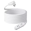 Gauge SPT-3 Indoor Extension Cord with Tri-tap Lighted End Foot Switch Flat Plug White, 1 Pack