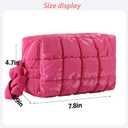 Quilted Makeup Bag，Travel Cosmetic Bag Travel for Women Down Waterproof Material/Travel Essentials Ideal Gift for Women & Girls（Magenta）