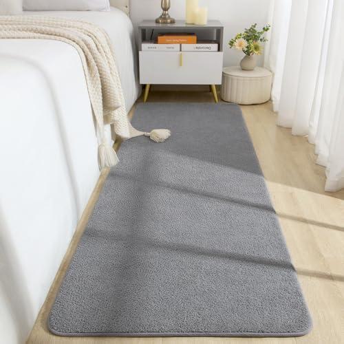 B BENRON Soft 2x8 Runner Rugs for Bedroom Hallway, Non Slip Long Runners for Kitchen Laundry Dorm Washable, Modern Low Pile Area Rugs for Boys Men, Grey