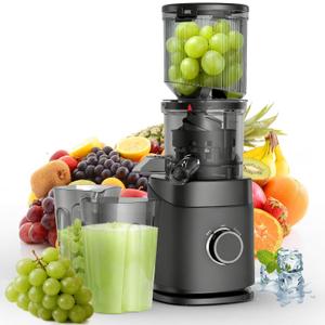 Juicer Machines, 150W Cold Press Juicer with Wide Chute, Slow Masticating Juicers, High Juice Yield for Leafy Greens, Fruits & Vegetables, Easy to Clean
