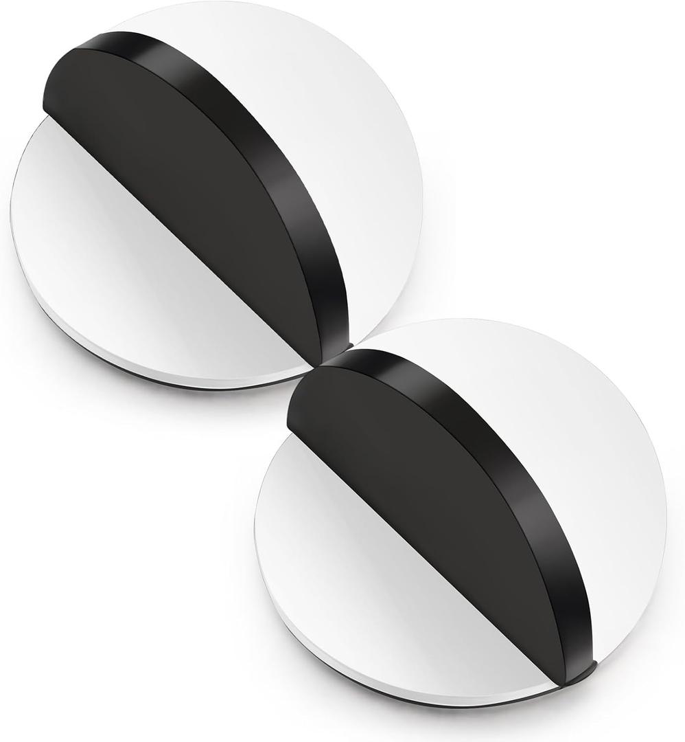 MorningRo 2 Pcs Self Adhesive Door Stoppers, Stainless Steel Floor Door Stop Wall Protector, Half Dome Floor Gate Stopper for Living Room, Bedroom, Bathroom, Office (Ivory)