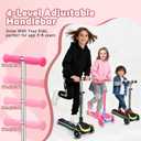 Kids Scooter with Seat, 2 in 1 Kick Toddler Scooter with LED Light-Up Wheels and Light up Deck, 4 Adjustable Heights, Lean to Steer, 3 Wheels Scooter Suitable for Boys & Girls Ages 2-8 Years