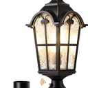 EDISHINE Large Size Dusk to Dawn Outdoor Post Light, 21.9'' H 120V Pole Light Fixture with Pier Mount Base, Waterproof Exterior Lamp Post Lantern Head for Yard, Driveway, Fence, Black