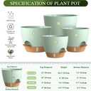Plant Pots, 4 Pack 12/10/9/8 Inch Self Watering Pots with Drainage Holes, Water Level Indicator Deep Reservoir, Large Planters for Indoor Outdoor Plants - Green Brown