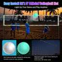 LED Volleyball Net Outdoor, Professional Light Up Volleyball Net with Solar Rope Light, Portable Heavy Duty 32x3ft Volleyball Training Net Set Glow in The Dark with Carry Bag for Backyard,Beach