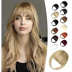 Wodelanle Clip in Bangs, Natural Fake Bangs Hair Clip, Ash Blonde French Bangs Hair Extensions Fringe with Temples Hairpieces for Women Daily Wear