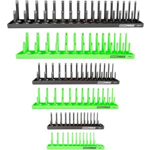 OEMTOOLS 22233 Tool Storage Organizer for SAE and Metric Socket, 6PC Socket Organizers for 1/4", 3/8", and 1/2" Drive Sockets, Optimize Toolbox Organization