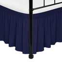 Biscaynebay Wrap Around Bed Skirts with Split Corners for Queen Beds 16" Drop, Navy Elastic Dust Ruffles Adjustable Easy Fit Wrinkle & Fade Resistant Silky Luxurious Fabric Machine Washable