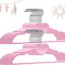 Plastic Hangers 30 Pack, Pink Hangers Ultra Thin Space Saving - 360 Degree Swivel Hook & 10 Clips-Strong & Durable for Sweaters,Dress, Shirt, Coat