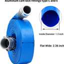 1-1/2" x 50ft PVC Lay Flat Discharge Hose With Aluminum Camlock C & E Fittings, Cam Lock Fitting, Heavy Duty Reinforced Pump Backwash Hose Assembly
