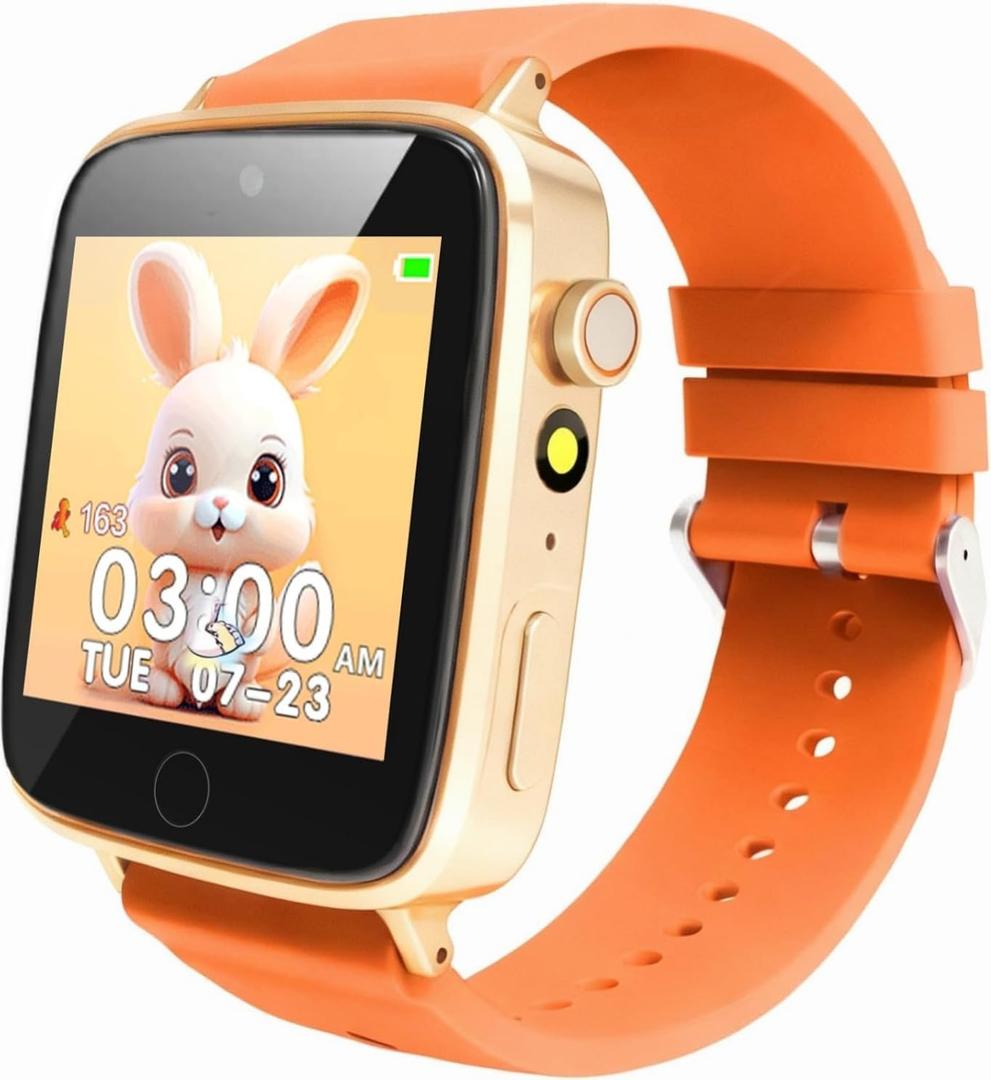 Kids Watches for Girls Toys Age 4-12, Orange Smart Watch for Kids with Camera, 26 Puzzle Games, Alarm Clock, Pedometer, Audiobook, Learn Card, Toddler Girl Watch Birthday Gift for 8 9 10 Year Old