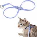 Cat Harness, IDA Awarding, Escape-Proof Anti-Choking Harness Nylon & Lightweight Anodized Aluminum Training Harness Adjustable for Cats Outdoor Walking (Armor Blue, M (35.4 inch))