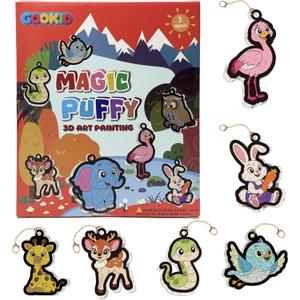 Gookid Magic Puffy 3D Foam Art Painting Kit - Puffy Paint for Kids Ages 6-12, Creative Arts and Crafts Supplies for Kids, DIY Texture Art Projects, Birthday Gift for Boys Girls