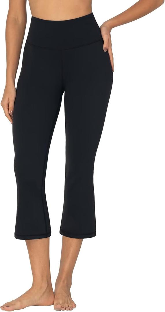 Sunzel High Waist Mini Flared Leggings for Women, Tummy Control Casual Flare Yoga Pants for Yoga Workout Gym (X-Small, Black)