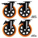 Caster Wheels, Heavy Duty 6 Inch Casters Set of 4, Locking Swivel Casters Wheels for Cart, Furniture and Workbench, Orange