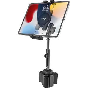 INSSKY Car Tablet Holder for Cup Holder, Metal Long Arm 360° Rotation Tablet Mount for Truck Golf Treadmill, Fit Thickness Case (Deep Max 1.18'') for iPad Pro/Air/Mini, Galaxy Tab & 6.115.6" Devices