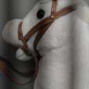 HollyHOME Stick Horse Plush Handcrafted Hobby Horse on a Stick with Wood Wheels Real Pony Neighing and Galloping Sounds for Kids Toddlers White 36 Inches (AA Batteries Required)