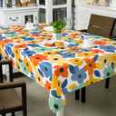 Floral Tablecloth, Flowers Table Cloth for Spring Summer Fall Autumn, Waterproof Tablecloth for Kitchen Dining Room Picnic Party Banquet, Outdoor Indoor Use Table Cover, Rectangle 60 x 84 inch (140" x 140" (Rectangular), Colorful)