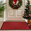 LuxUrux Striped Red Christmas Door Mat - Heavy Duty, Indoor/Outdoor, Easy Clean, Waterproof, Low-Profile (24'' x 16'') - Festive, Durable Solution for High Traffic Areas