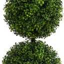 Nearly Natural 36in Artificial Triple Ball Boxwood Topiary Tree - Indoor Outdoor Realistic Faux Greenery for Home Patio Office Decor, Low Maintenance