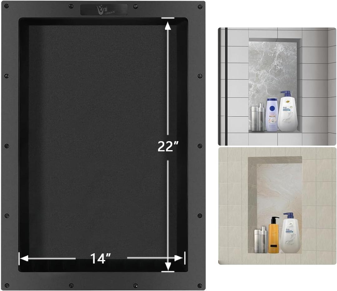 Ready Tile Shower Niche Shelf 17"X25"X4"Inside 14"X22" - Single Niche and Built In Shower Shelf Insert for Bathroom Niche Storage - Water and Leak Proof Large Wall Niche Insert