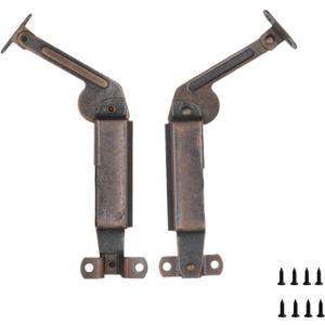 1 Pair of Self-Balancing Lid Support Hinges, Left & Right, Dark Bronze Tone with Screws for Sofa, Box, Cabinet, Toy Box, and Shoe Bench