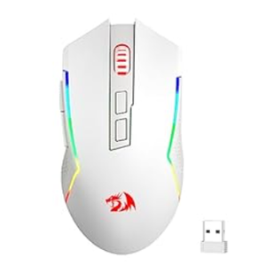 Redragon M693 Wireless Gaming Mouse, 8000 DPI, 3-Mode Connection (BT & 2.4G Wireless), 7 Macro Buttons, RGB Backlight for PC/ Mac/ Laptop
 (Standard, White)