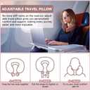 SPRFUFLY Super Soft Travel Pillow, 100% Memory Airplane Pillow with Sleep Mask and Ear Plugs, Breathable Removable Cover & Ergonomic Design - Essentials Neck Pillow for Airplane, Office & Home Use (Pink)