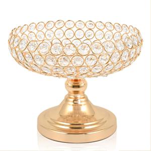 Hollow-Carved Design Crystal Fruit Bowl Food Bowl for Table Centerpiece, Fruit/Artificial flowers Holder for your Counter,Elegant Crystal Bowl for Party table(Gold, 1PC)